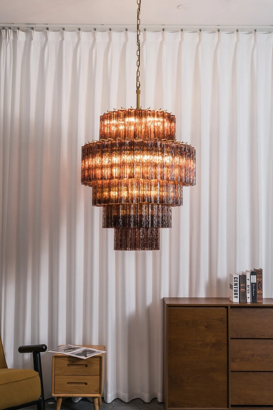 Star-Shaped Addis Ribbed Glass Chandelier