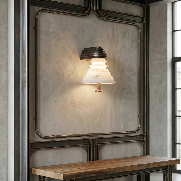 Strata Ribbed Alabaster Wall Sconce