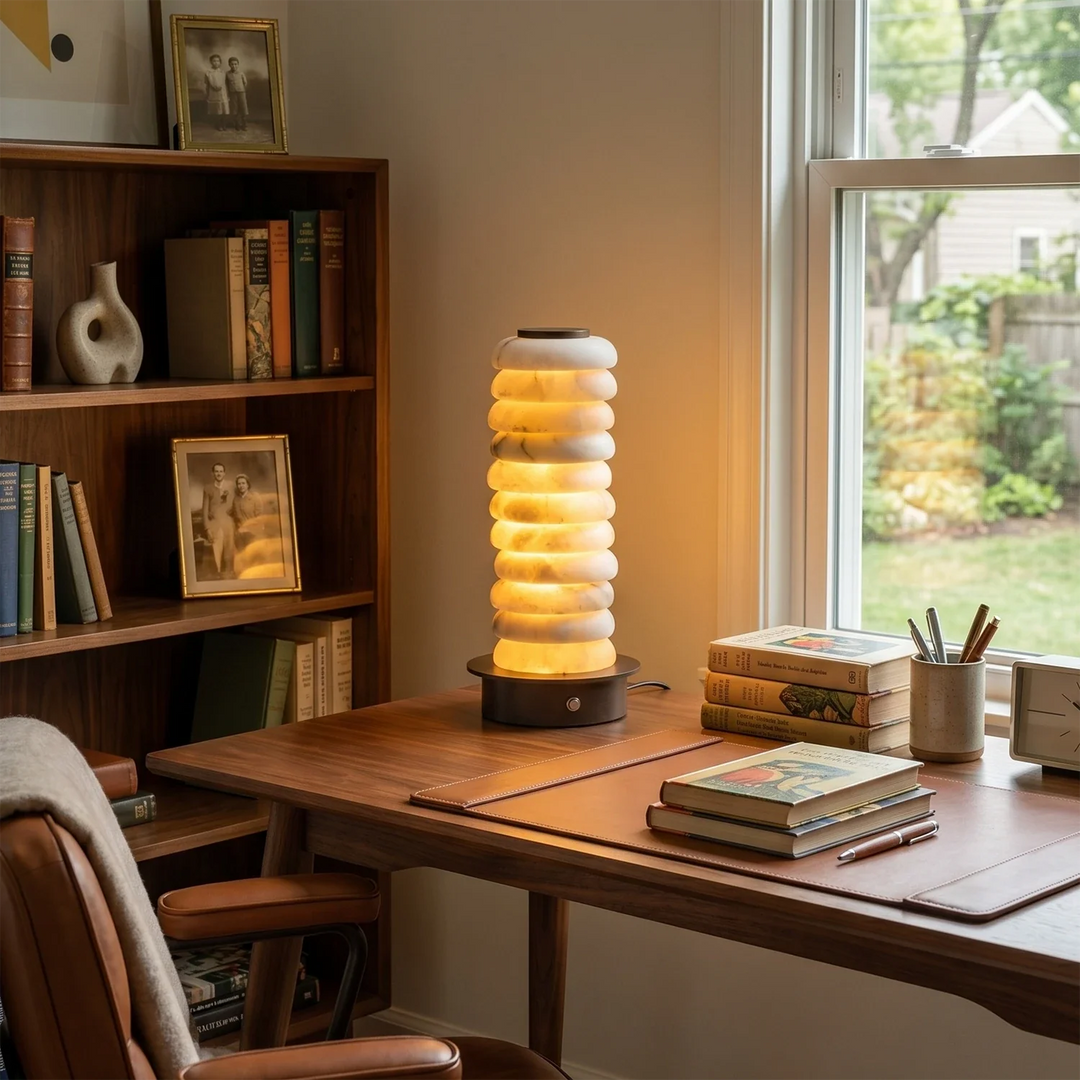 Multi-Tiered Alabaster Table Lamp - view 5 | Woorglamp