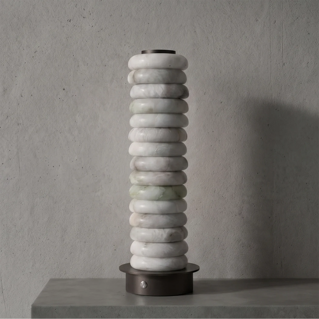 Multi-Tiered Alabaster Table Lamp - view 3 | Woorglamp
