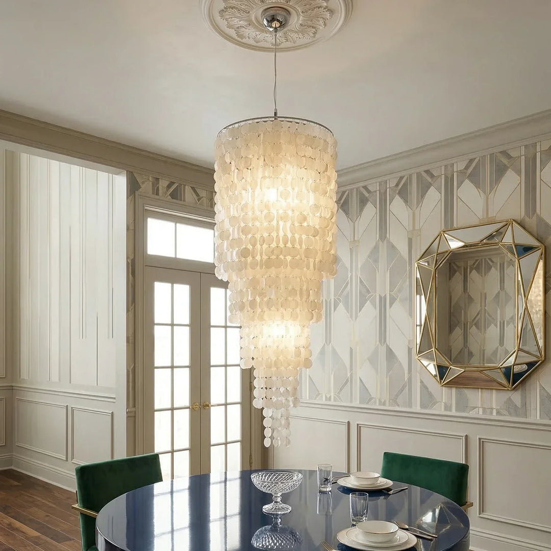 Tiered Capiz Shell Cascading Chandelier