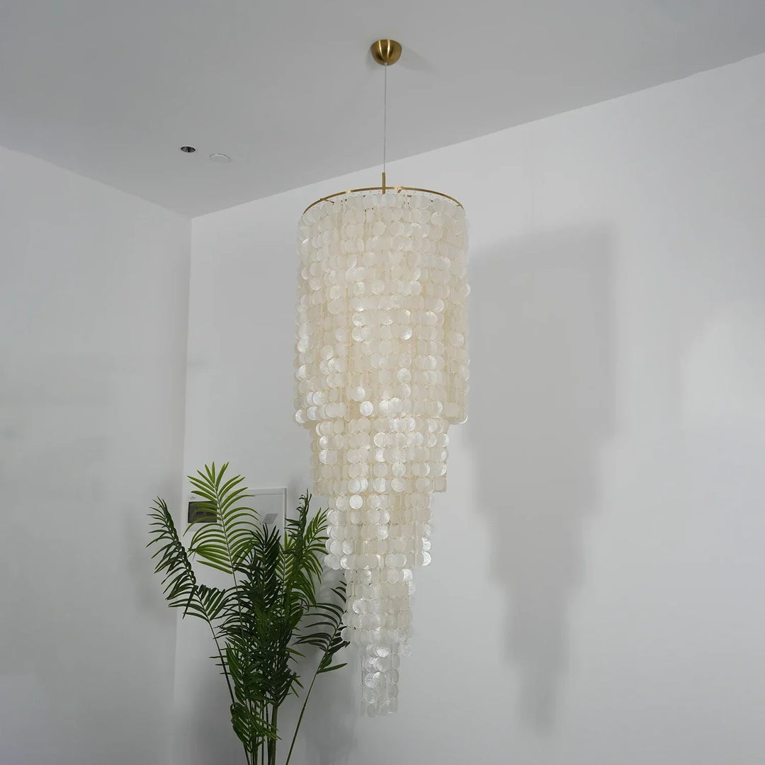 Tiered Capiz Shell Cascading Chandelier