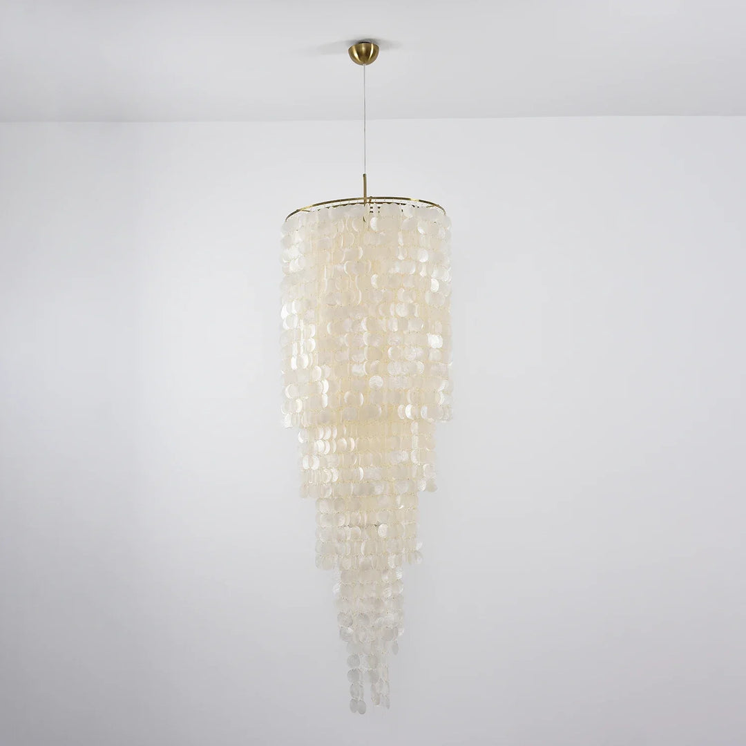 Tiered Capiz Shell Cascading Chandelier