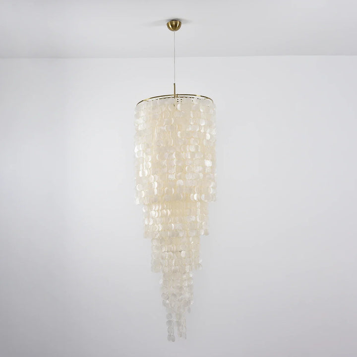 Tiered Capiz Shell Cascading Chandelier