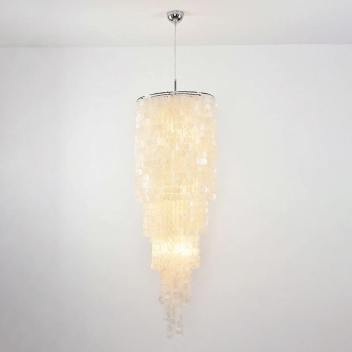 Tiered Capiz Shell Cascading Chandelier
