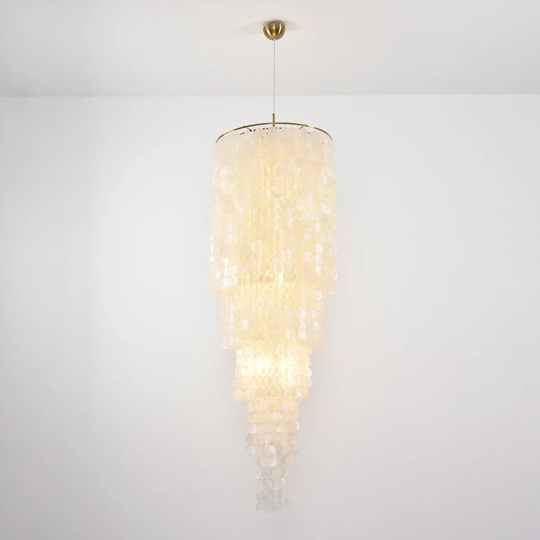 Tiered Capiz Shell Cascading Chandelier