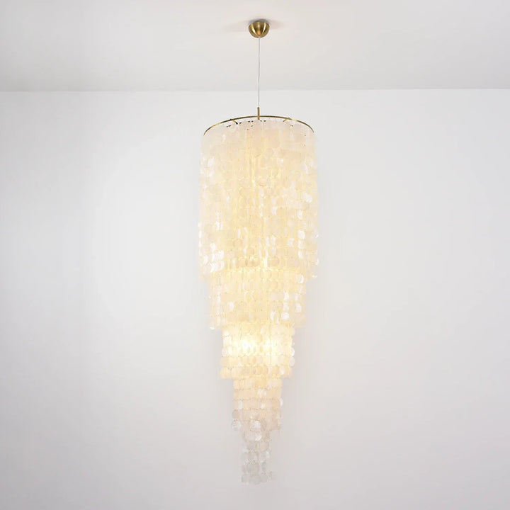 Tiered Capiz Shell Cascading Chandelier
