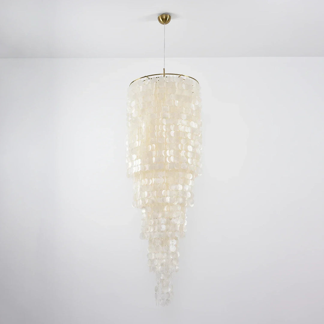 Tiered Capiz Shell Cascading Chandelier