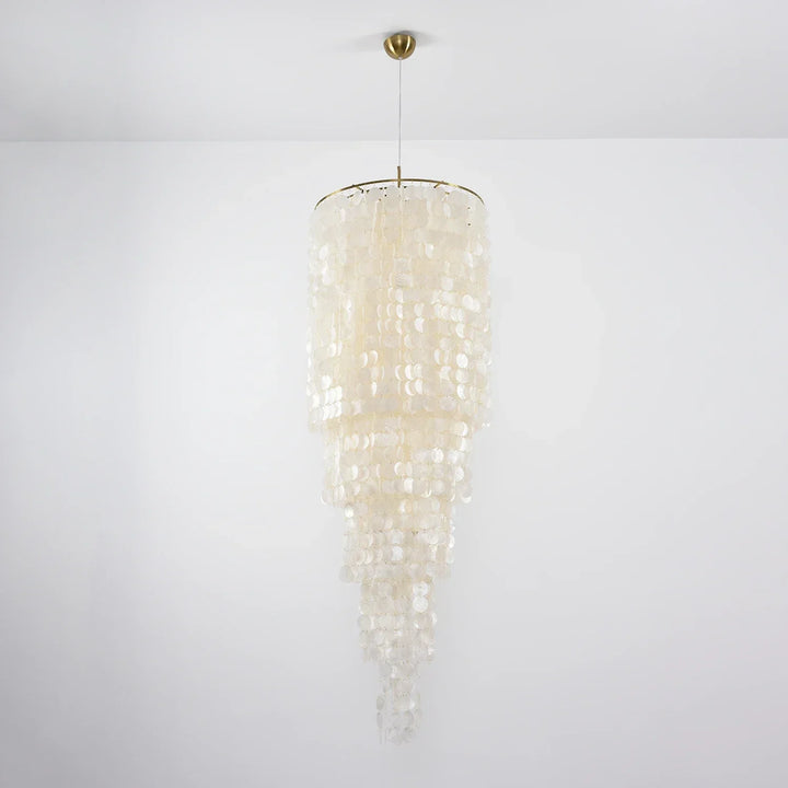 Tiered Capiz Shell Cascading Chandelier
