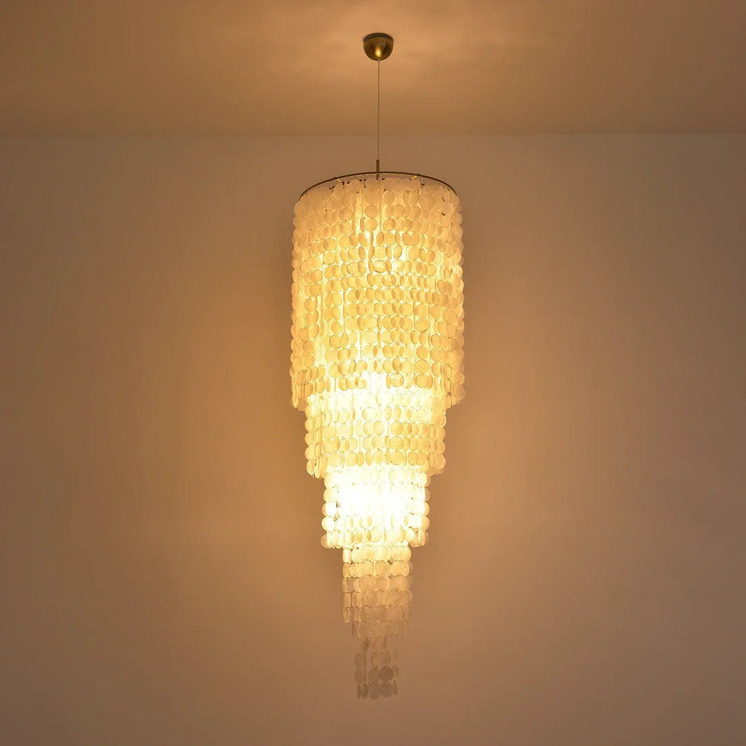 Tiered Capiz Shell Cascading Chandelier