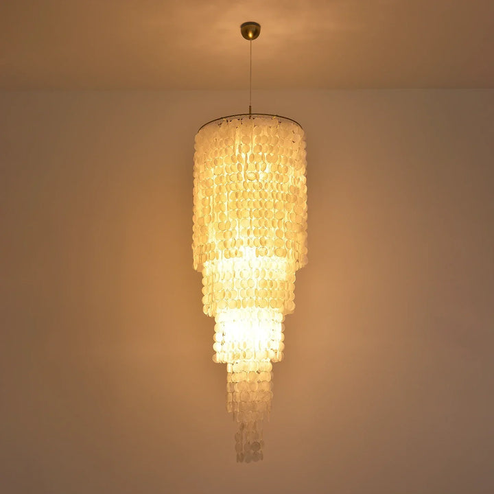 Tiered Capiz Shell Cascading Chandelier