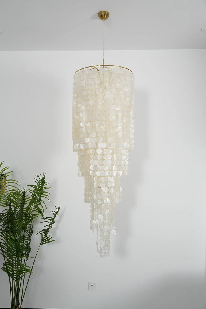 Tiered Capiz Shell Cascading Chandelier