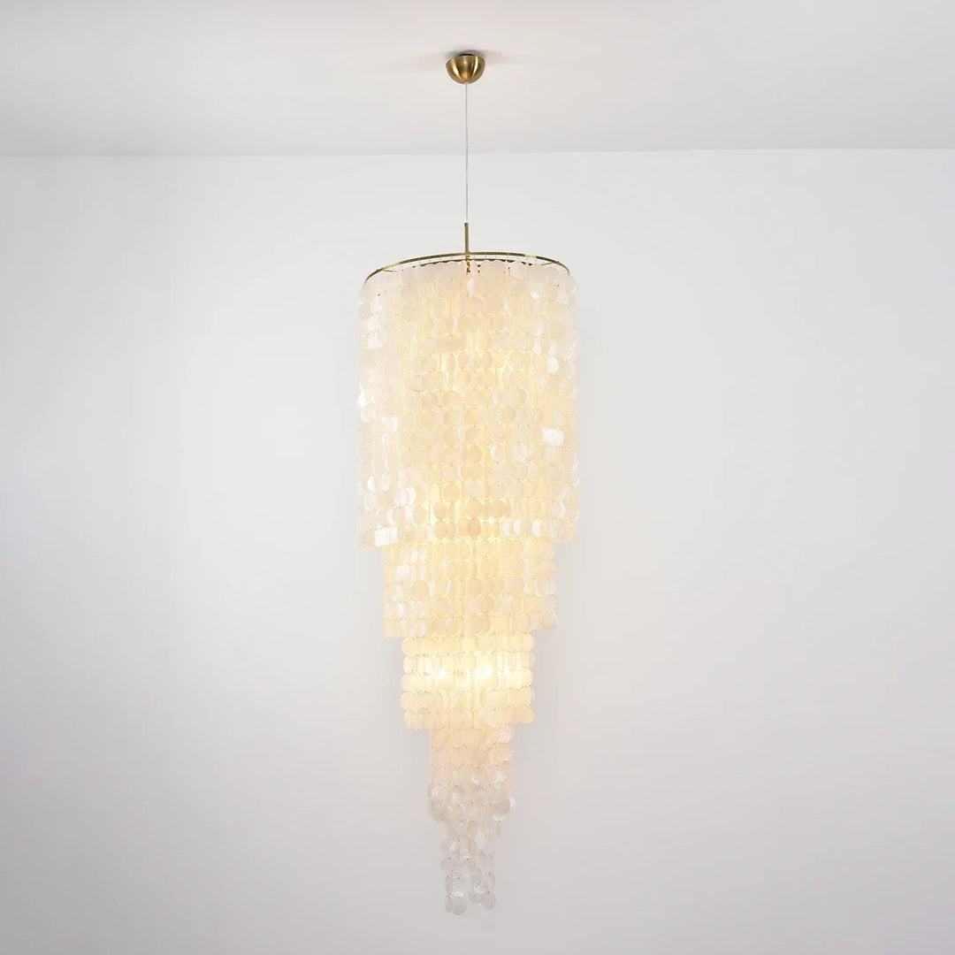 Tiered Capiz Shell Cascading Chandelier