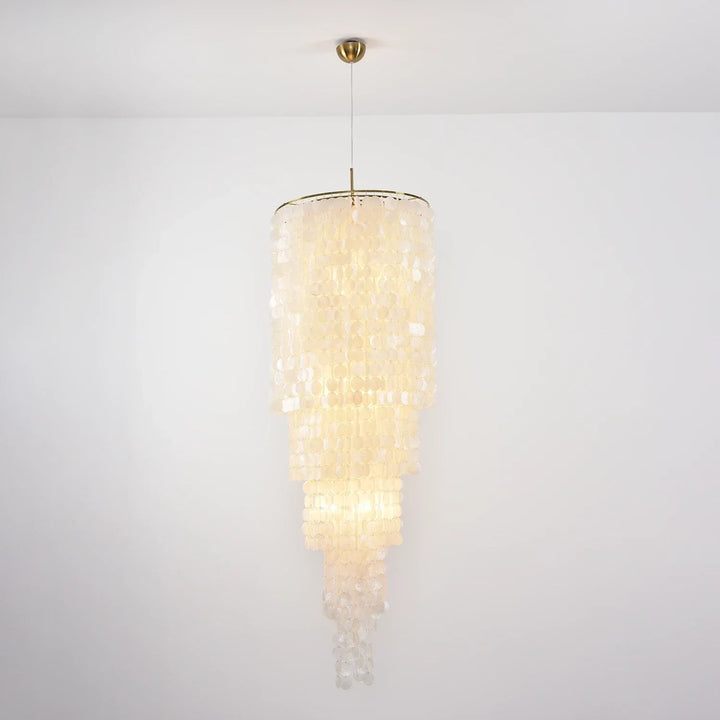 Tiered Capiz Shell Cascading Chandelier