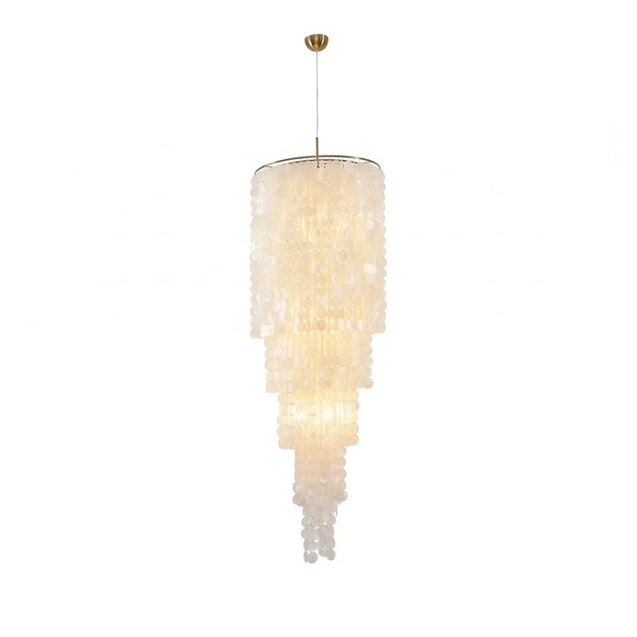 Tiered Capiz Shell Cascading Chandelier