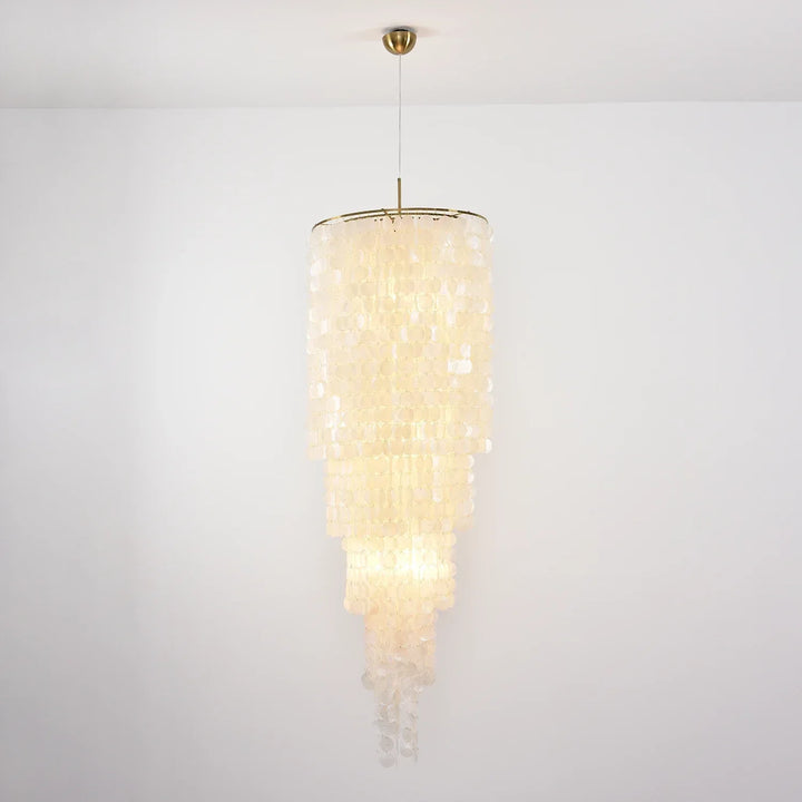 Tiered Capiz Shell Cascading Chandelier