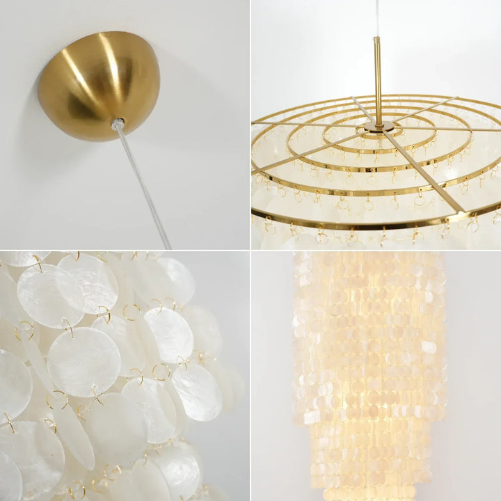 Tiered Capiz Shell Cascading Chandelier