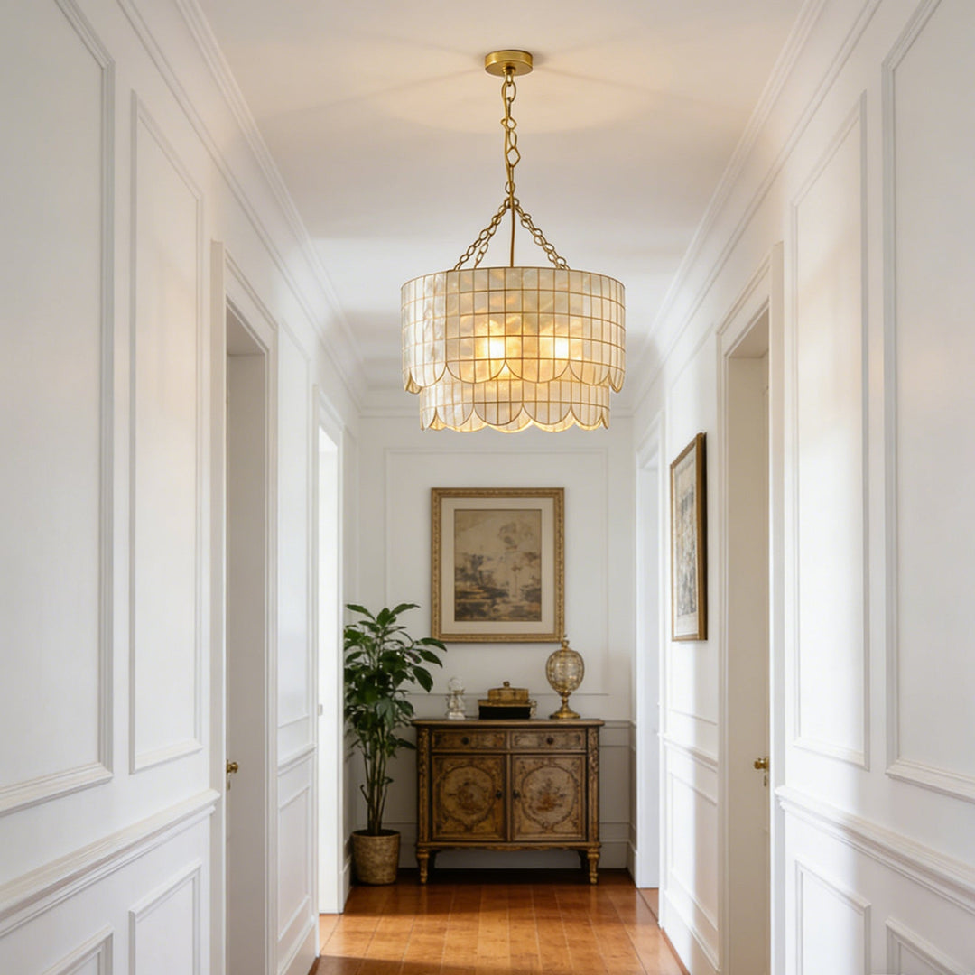 Tiered Capiz Wavecrest Chandelier