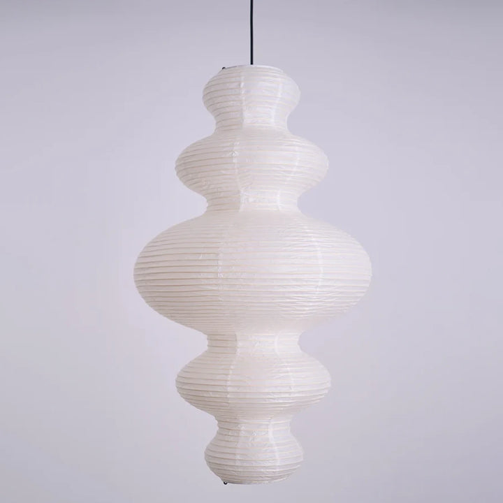 Tiered gourd paper pendant shown unlit against a soft grey studio backdrop