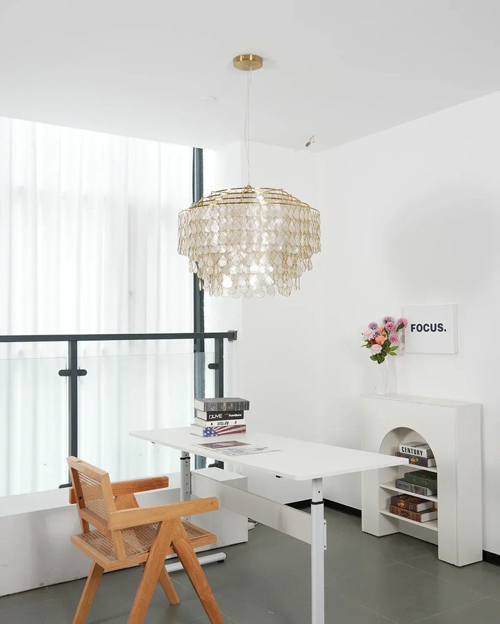 Tiered Teardrop Capiz Shell Pendant Light
