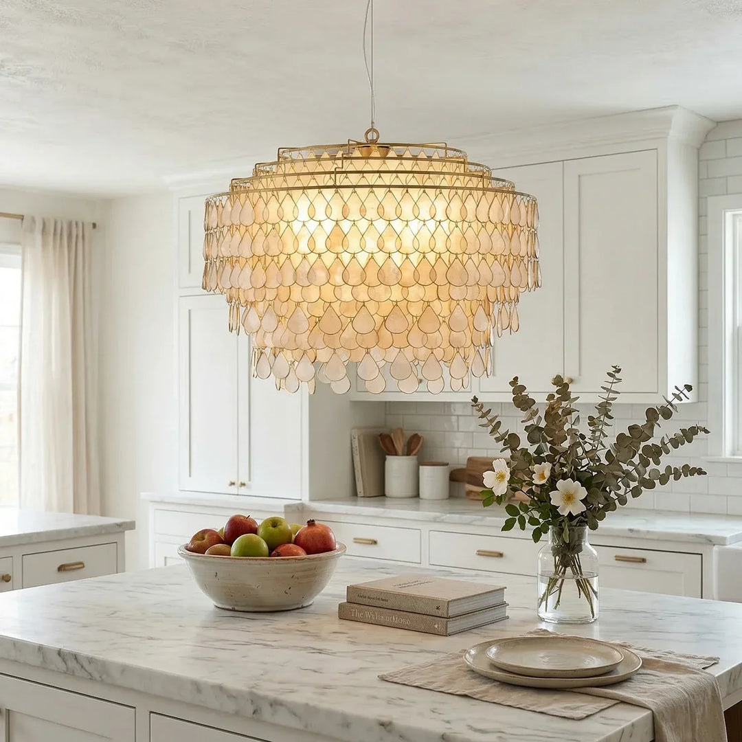 Tiered Teardrop Capiz Shell Pendant Light