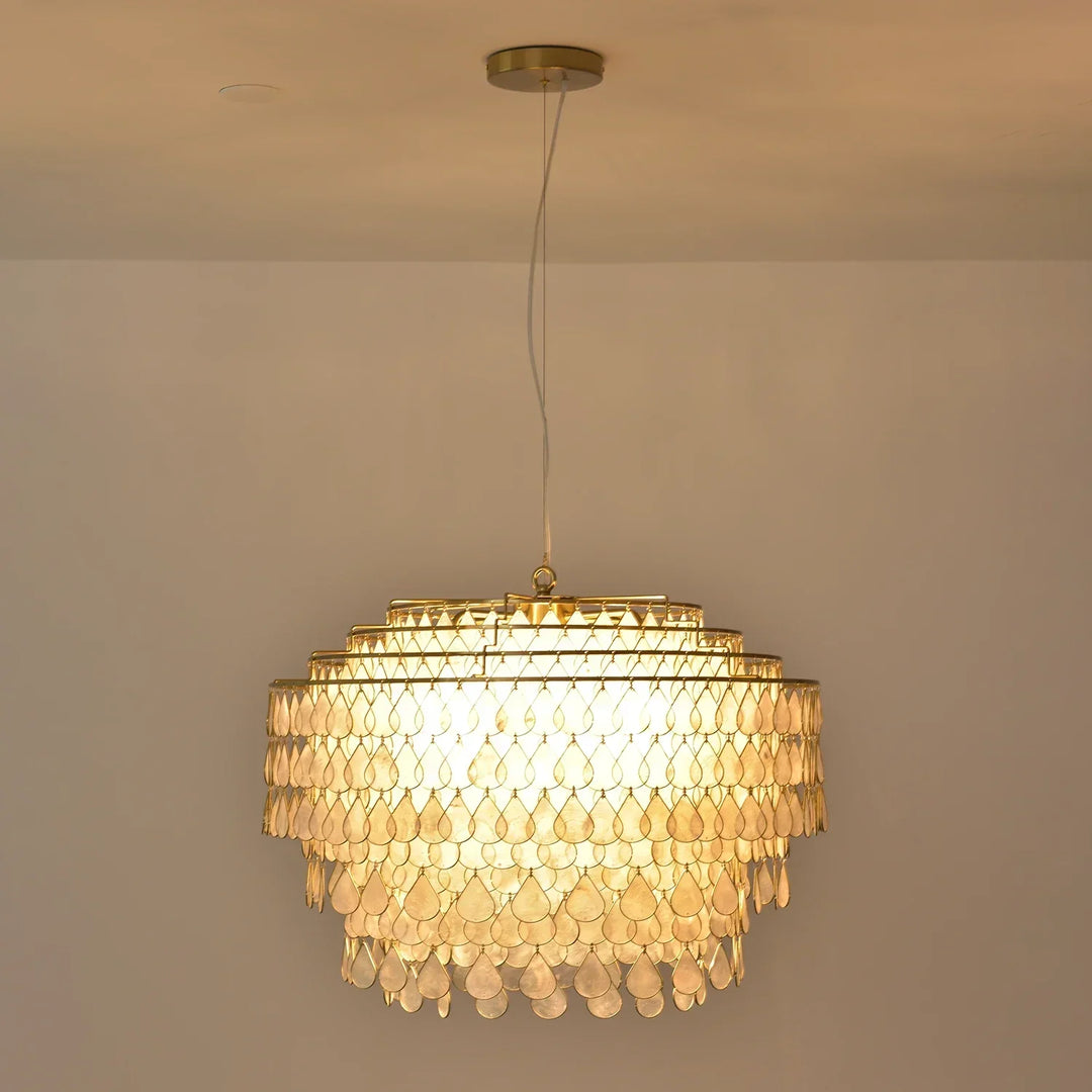 Tiered Teardrop Capiz Shell Pendant Light