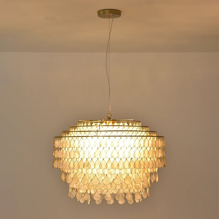 Tiered Teardrop Capiz Shell Pendant Light