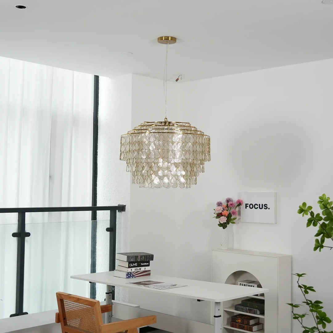 Tiered Teardrop Capiz Shell Pendant Light