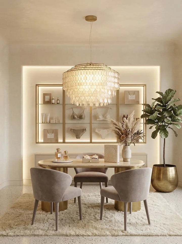 Tiered Teardrop Capiz Shell Pendant Light