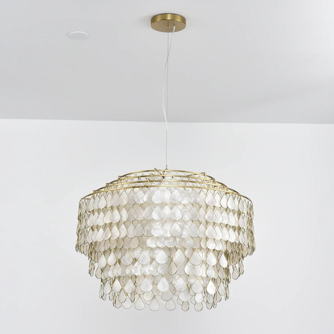 Tiered Teardrop Capiz Shell Pendant Light