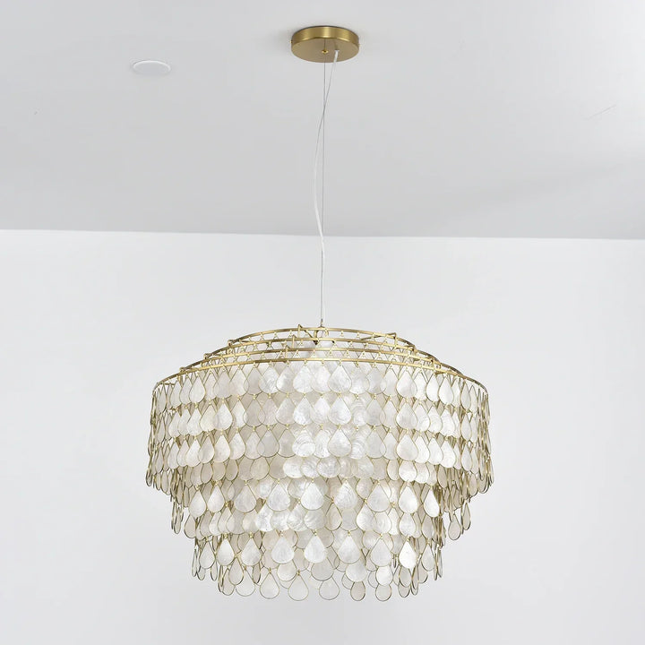Tiered Teardrop Capiz Shell Pendant Light