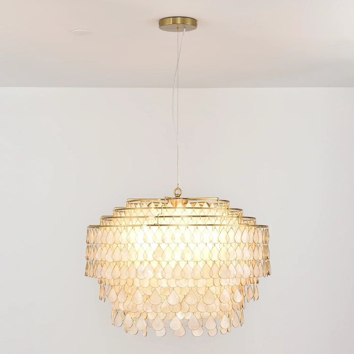 Tiered Teardrop Capiz Shell Pendant Light