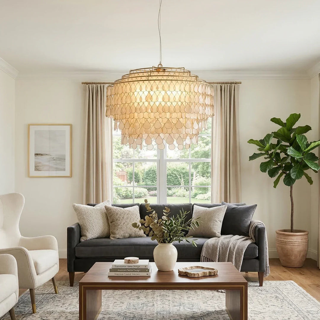 Tiered Teardrop Capiz Shell Pendant Light