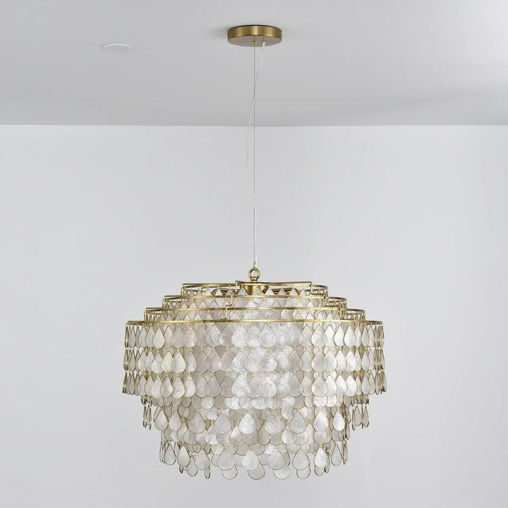 Tiered Teardrop Capiz Shell Pendant Light