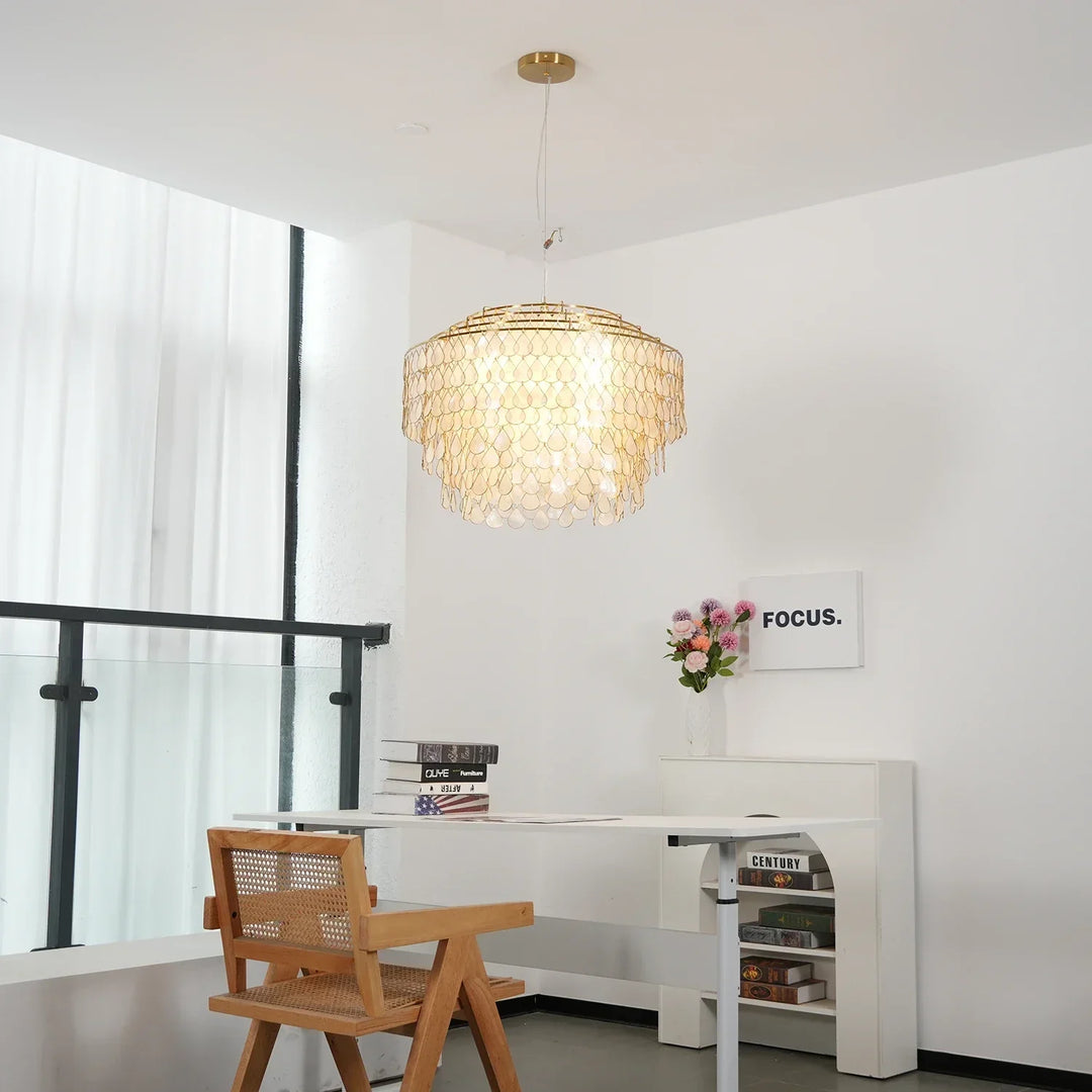 Tiered Teardrop Capiz Shell Pendant Light