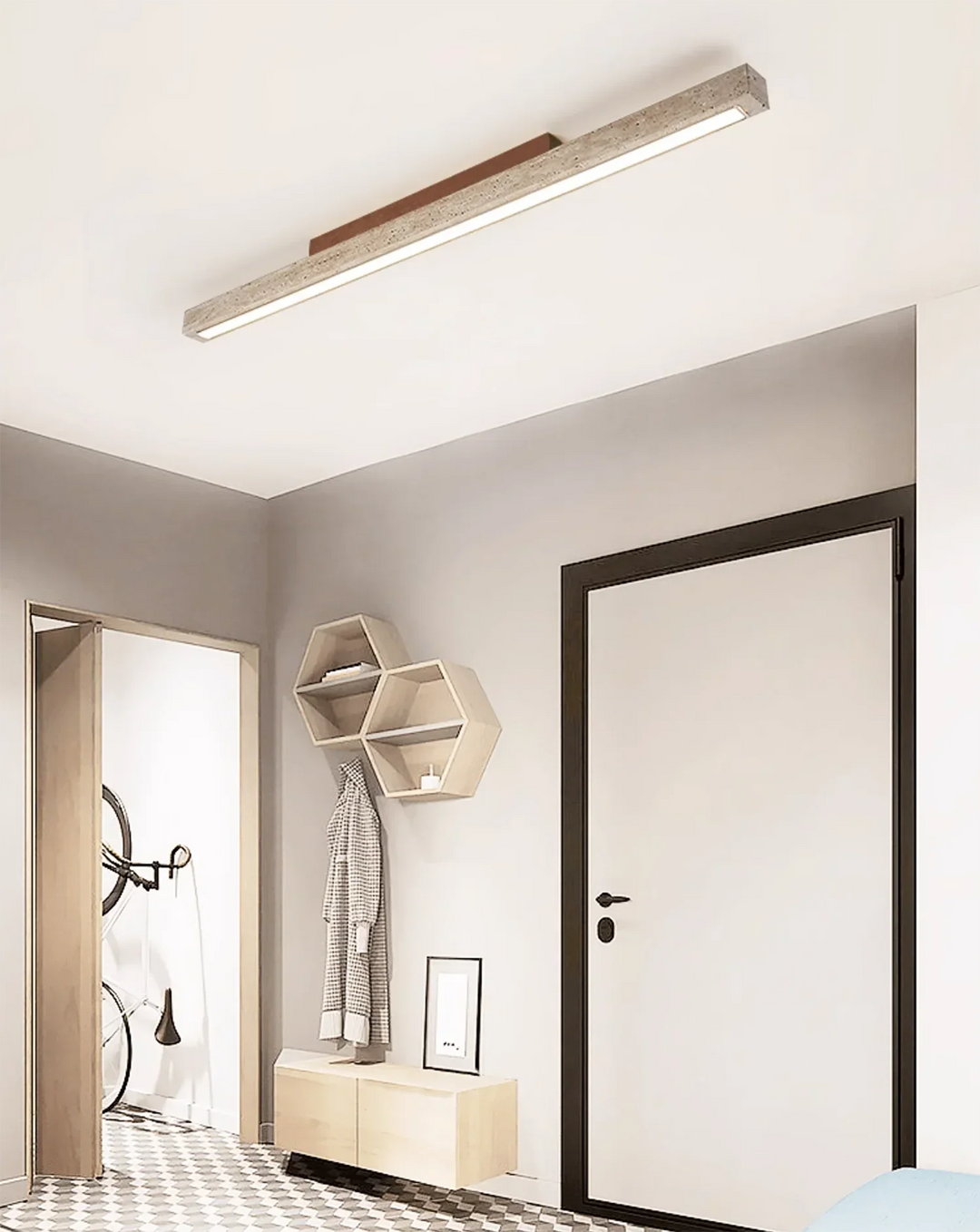 Travertine Column Rectangle Ceiling Light