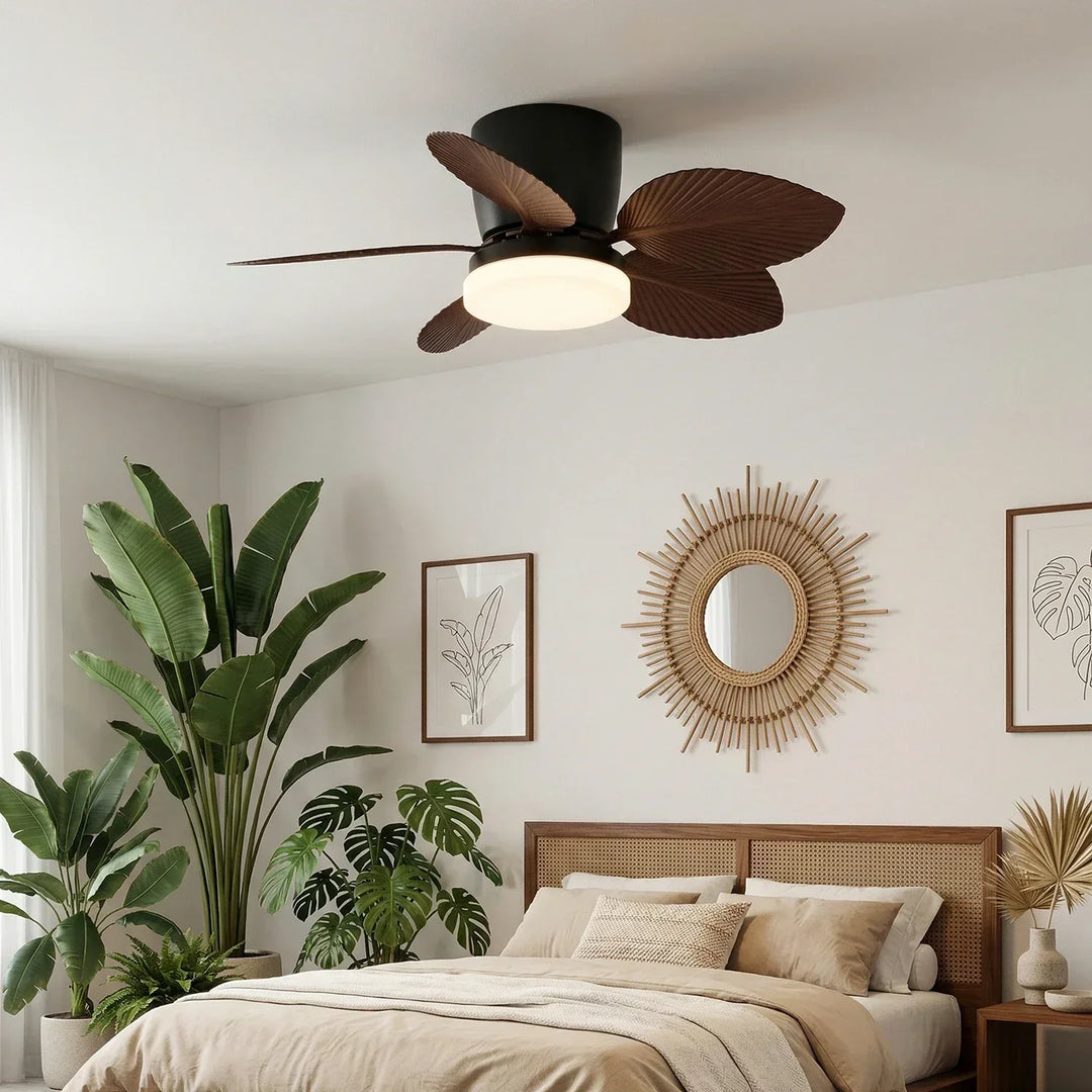 Tropical Palm Five-Blade Ceiling Fan Light