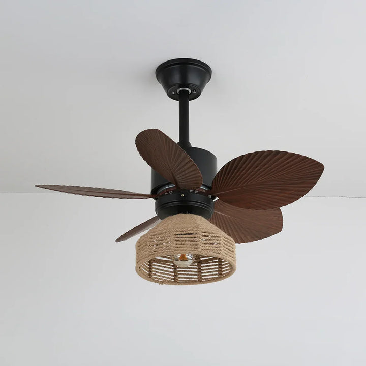 Tropical Palm Leaf Hemp Rope Ceiling Fan Light