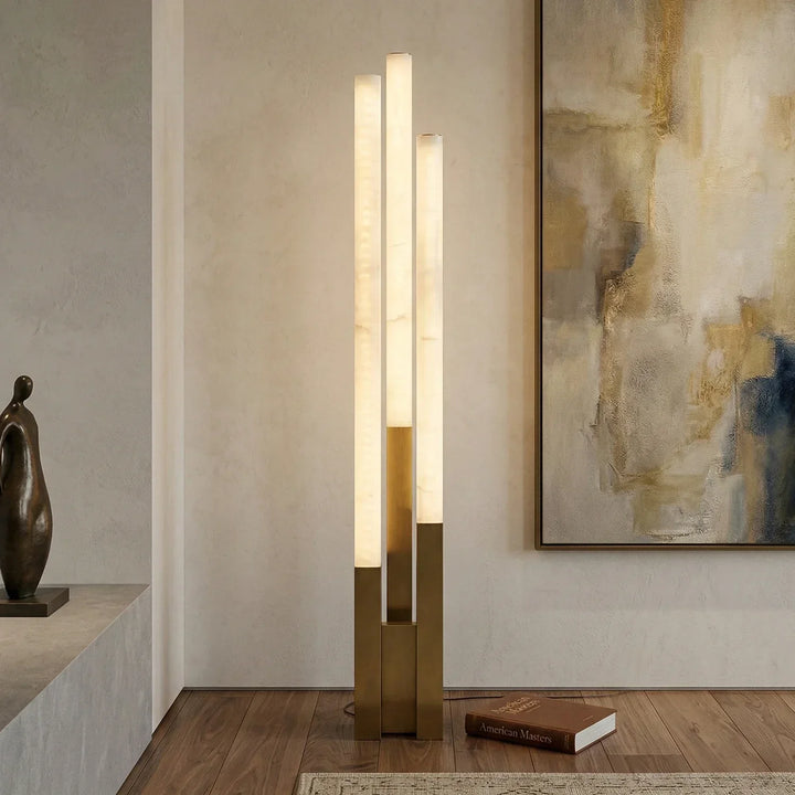 Vertical Alabaster Geometric Floor Lamp