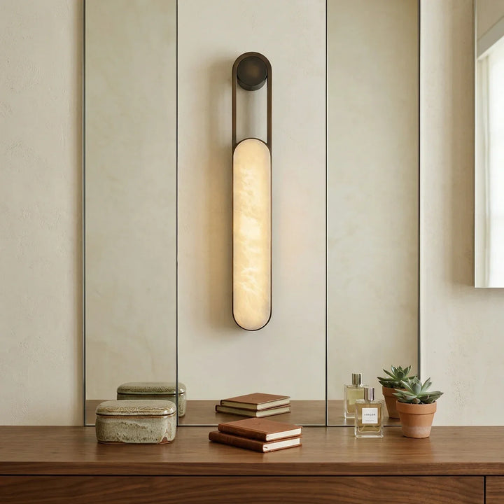 Vertical Ring Handle Alabaster Wall Lamp