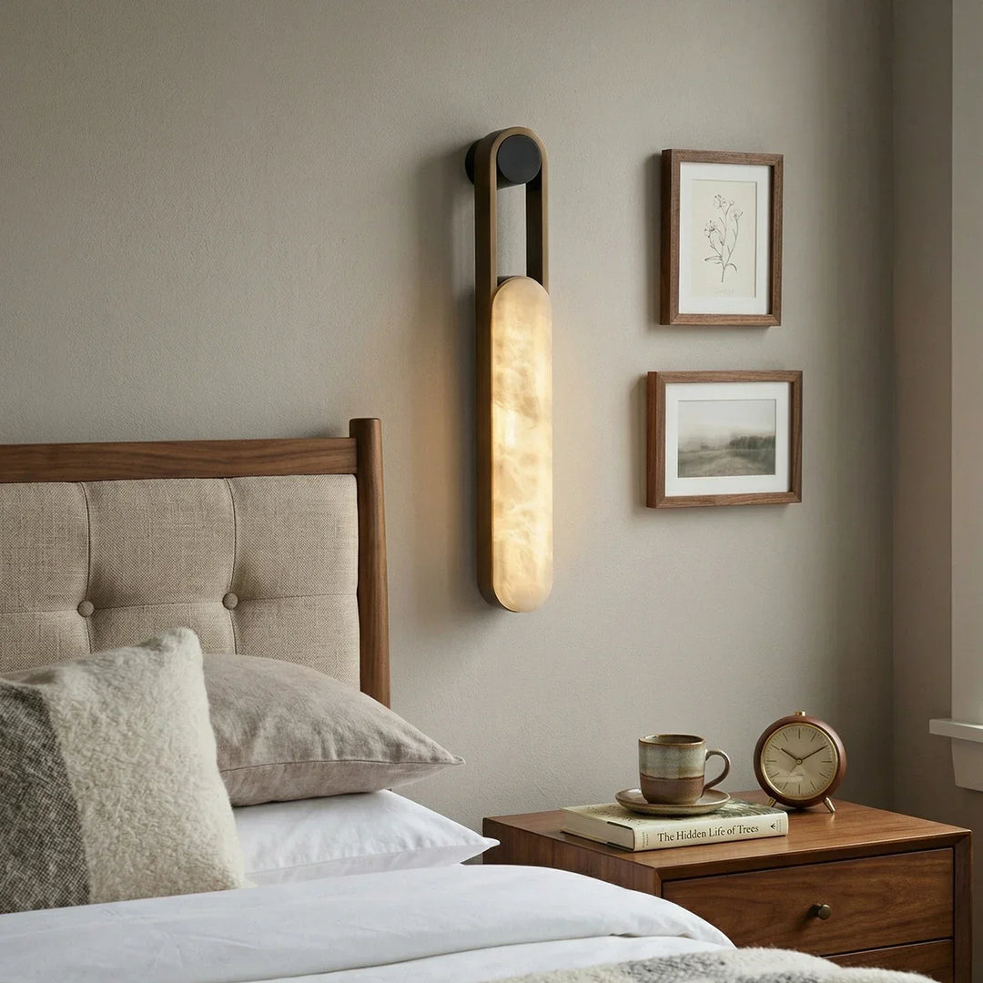 Vertical Ring Handle Alabaster Wall Lamp