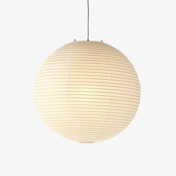 Washi paper spherical pendant light full shot on pure white background, product main display image