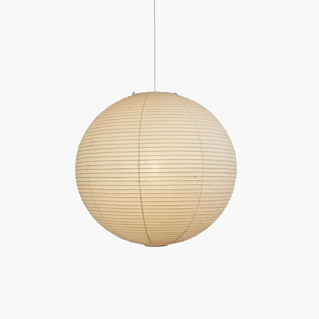 Standard size washi spherical lamp with silver white chain on solid white product background