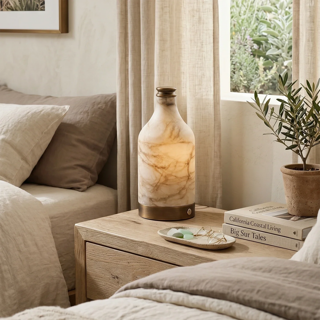 Wine Bottle Alabaster Table Lamp - view 7 | Woorglamp