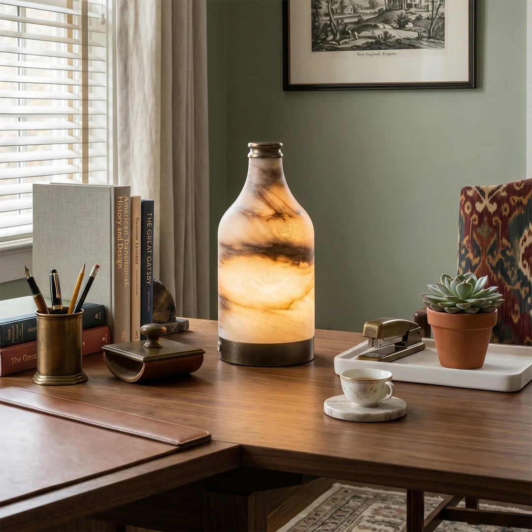 Wine Bottle Alabaster Table Lamp - view 2 | Woorglamp