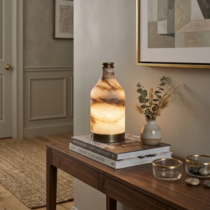 Wine Bottle Alabaster Table Lamp - view 8 | Woorglamp