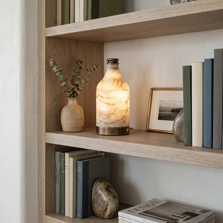 Wine Bottle Alabaster Table Lamp - view 9 | Woorglamp