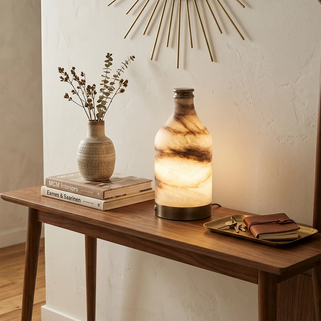 Wine Bottle Alabaster Table Lamp - view 10 | Woorglamp