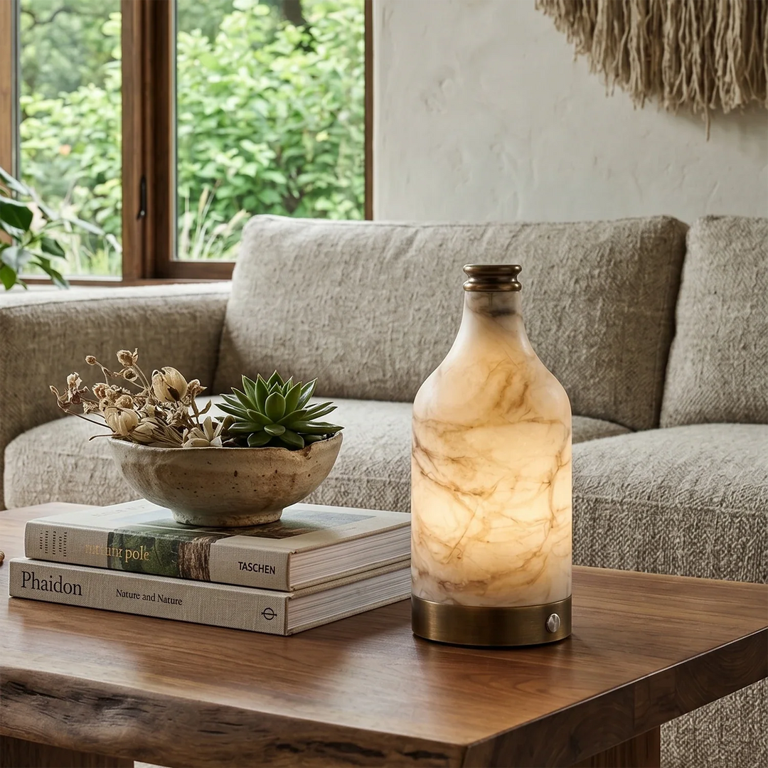 Wine Bottle Alabaster Table Lamp - view 5 | Woorglamp