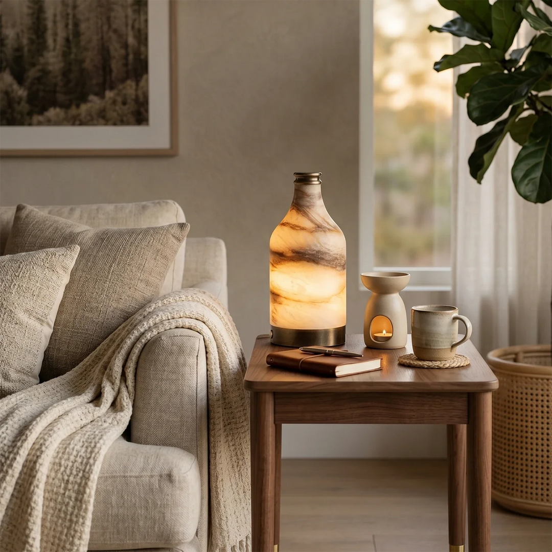 Wine Bottle Alabaster Table Lamp - view 6 | Woorglamp